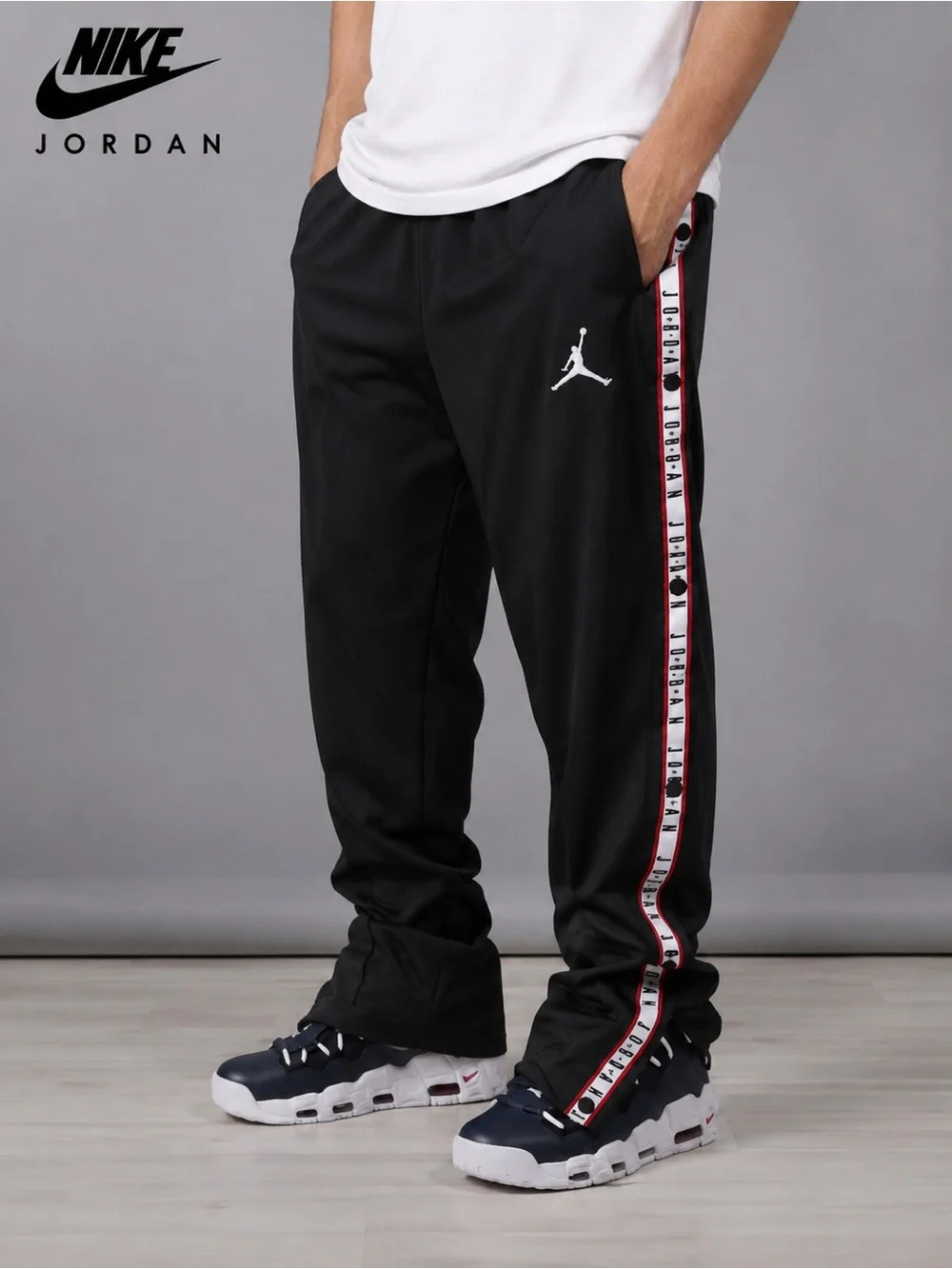Nike Air Jordan Men’s M Tear Away Snap Basketball Track Pants Black AJ1106-010